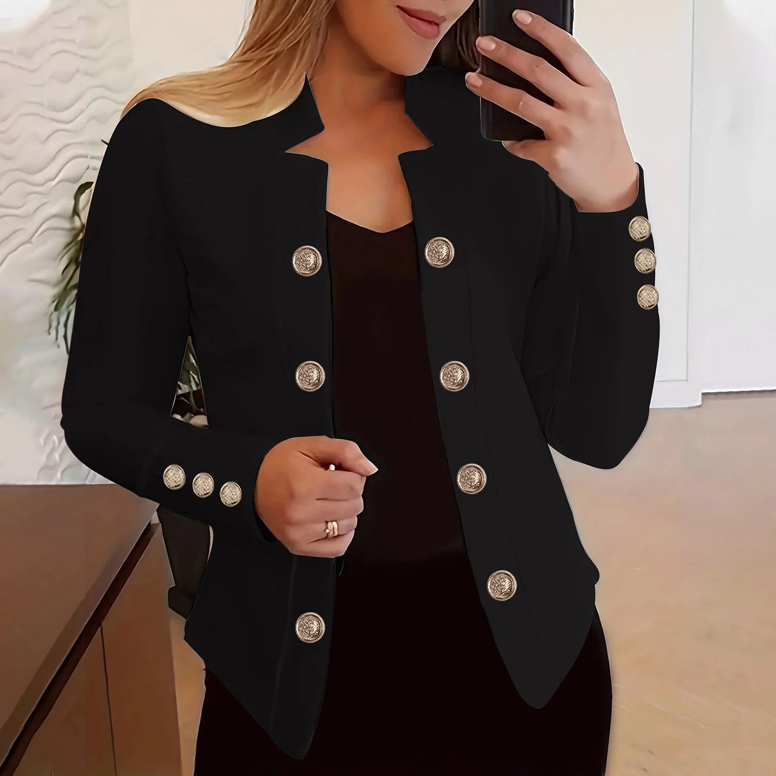 Women stylish red blazer jacket by Lamp Post, featuring a tailored women’s coat with a sleek design and classic fit.