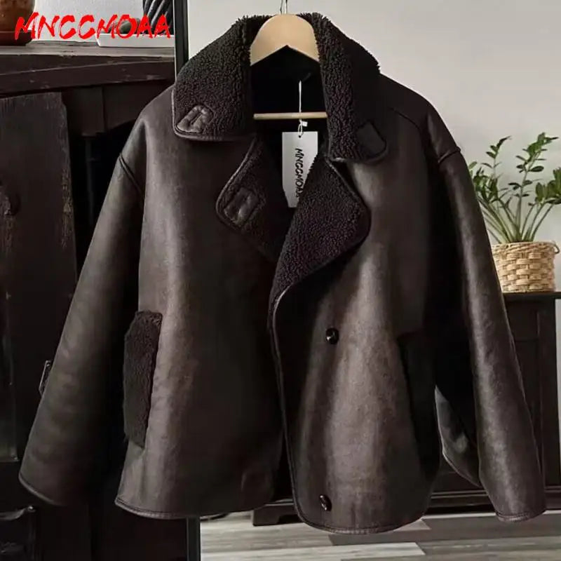 Women’s brown long sleeve jacket by Lamp Post, casual solid coat with pockets, ideal for women’s outwear and everyday style.