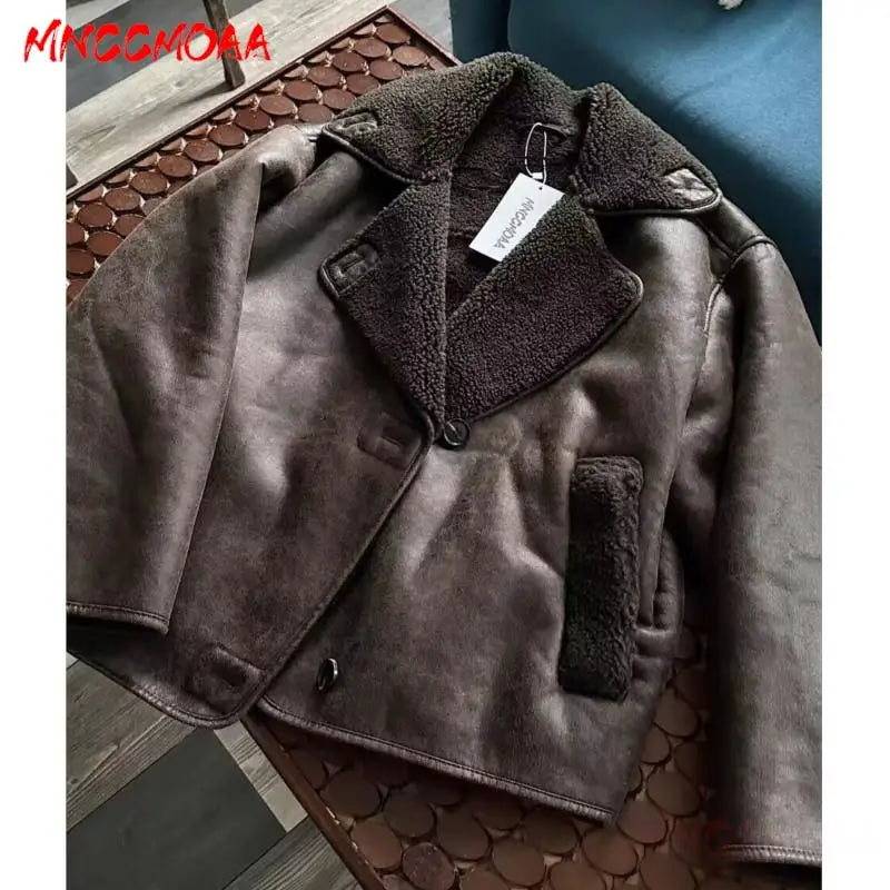 Women’s long sleeve brown jacket with pockets, casual solid outwear coat for women by Lamp Post.