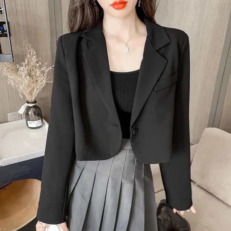 Lamp Post women's cropped blazer jacket in coffee color, stylish winter dress for women, 2024 fashion, winter jacket for women