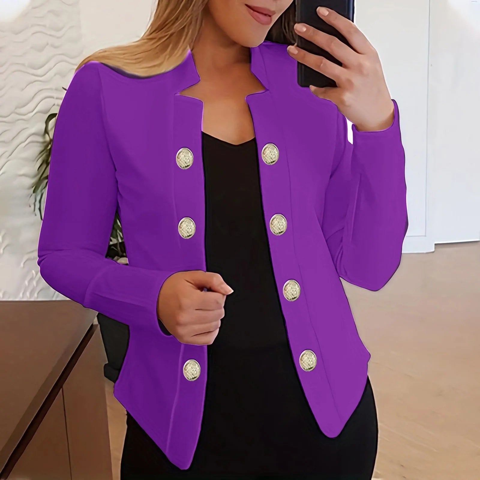 Pink women's jacket suit by Lamp Post featuring a long sleeve cardigan style coat with a fashionable, tailored design.