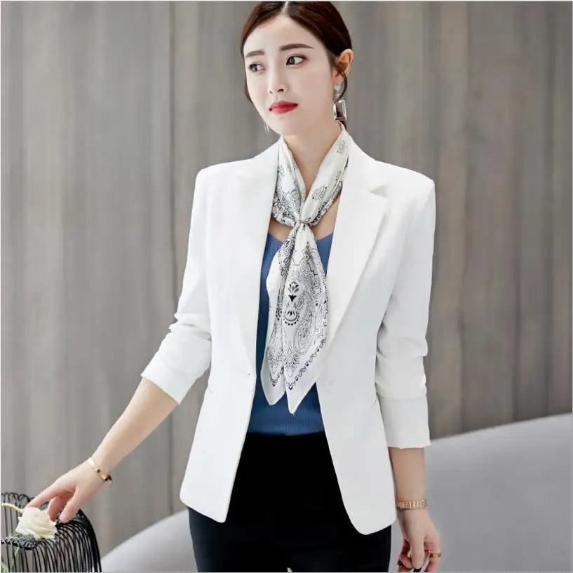 White women's blazer by Lamp Post, tailored fit blazer jacket for women, stylish female tops suit blazer for professional or casual wear.