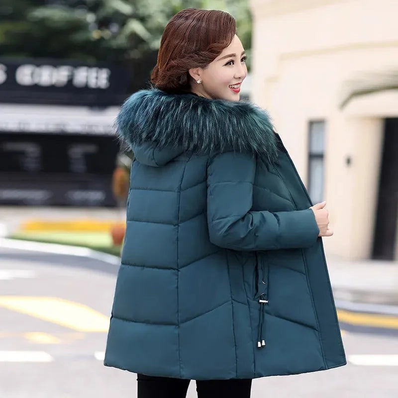 Wine red women's winter jacket by Lamp Post, stylish and warm, with a cozy fit perfect for cold weather.