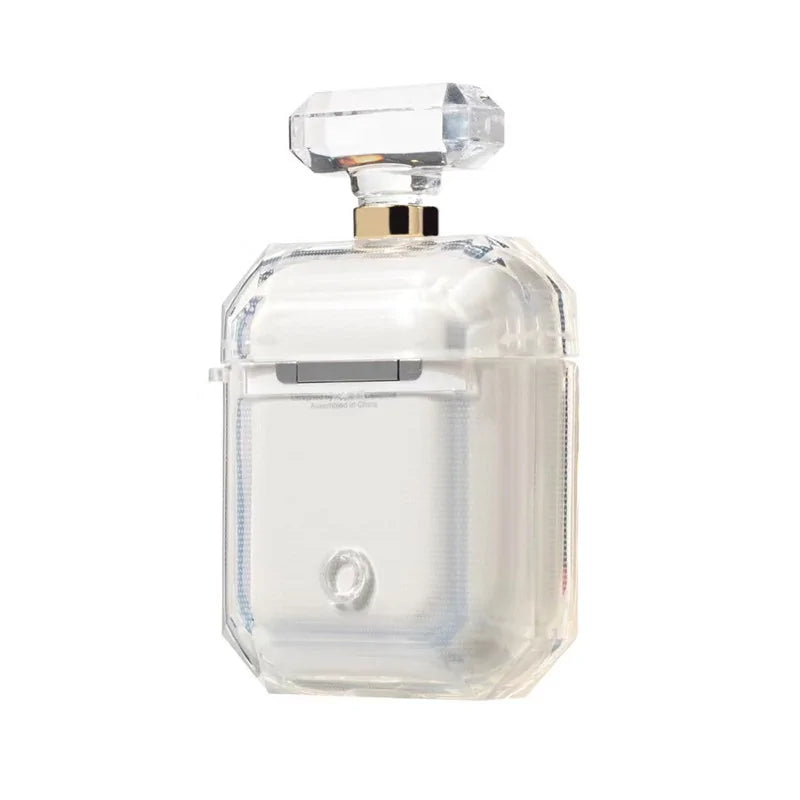 Black silicone perfume bottle case by Lamp Post designed for AirPods, featuring a stylish women perfume-inspired design.