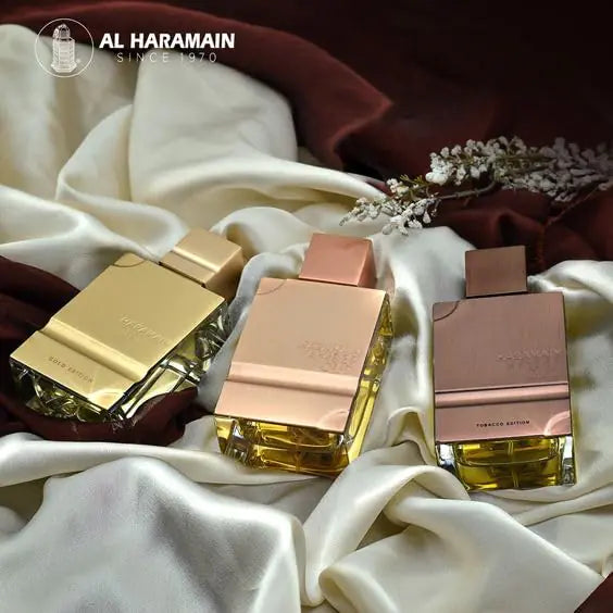 Lamp Post Al Haramain Amber Oud Gold Edition Arabian perfume for women and men, 2 oz, elegant bottle with gold accents.