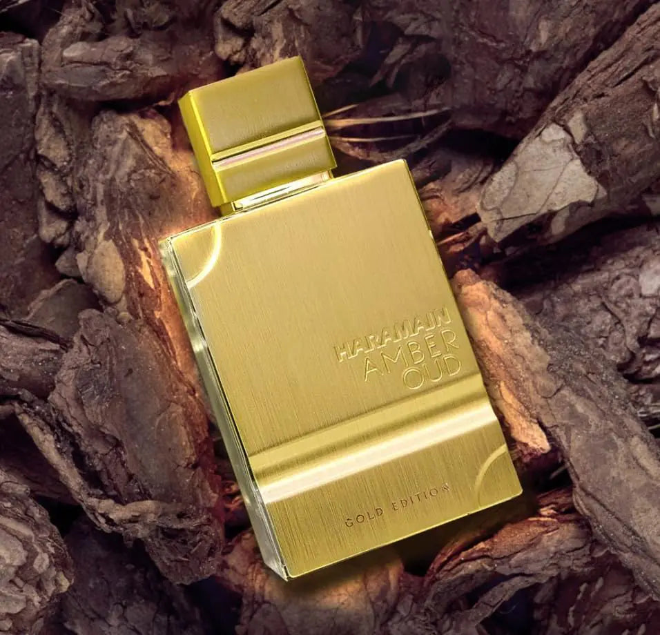 Lamp Post Al Haramain Amber Oud Gold Edition perfume for women, elegant 2 oz Arabian fragrance bottle with gold accents.