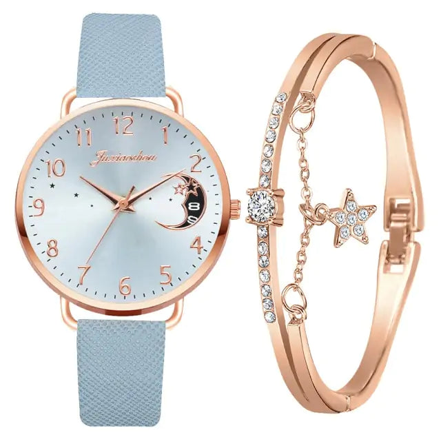 Women bracelet and watch set by Lamp Post featuring a stylish bracelet and matching watch, elegant accessories for women.