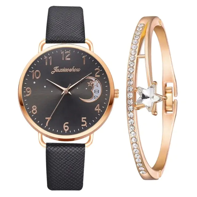Women bracelet and watch set by Lamp Post featuring a stylish watch and matching bracelet on a white background.