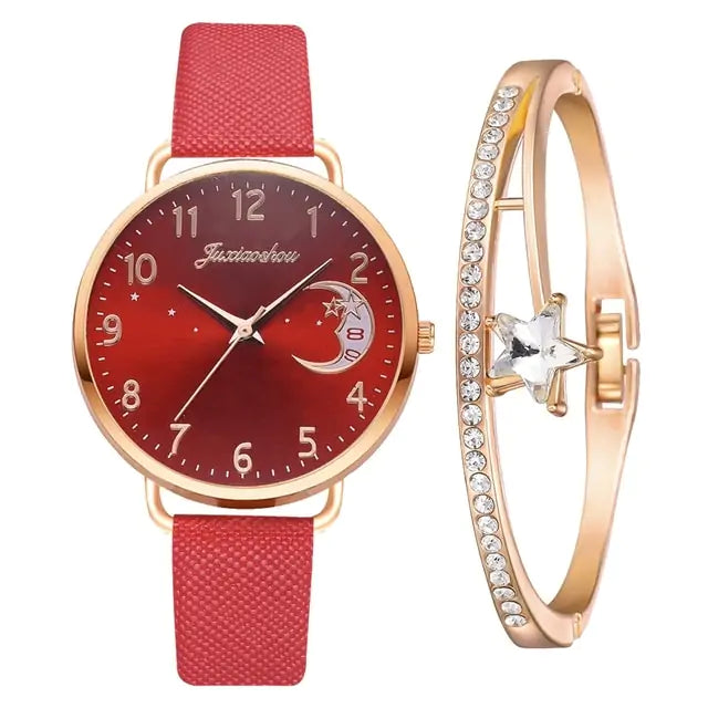 Women bracelet and watch set by Lamp Post featuring a stylish bracelet and matching watch on a sleek design.