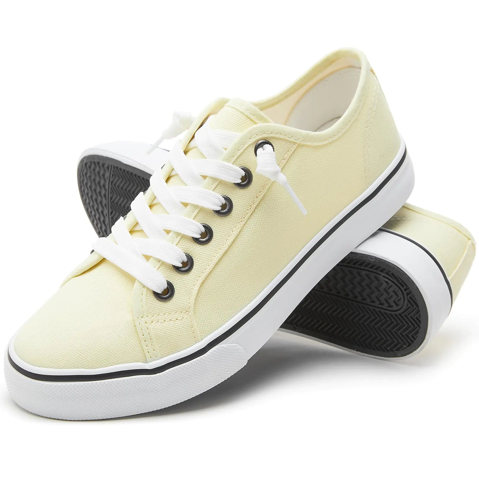 Yellow women's Canvas Sneaker by Lamp Post with white rubber sole and casual style, perfect for everyday wear.