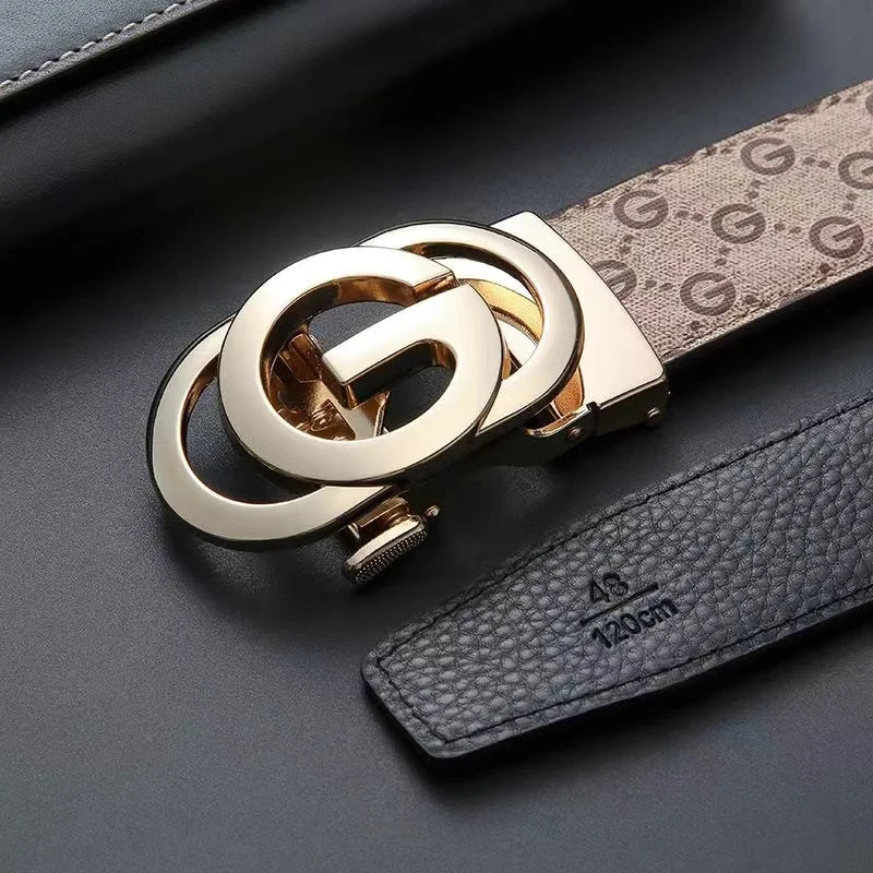 Genuine leather men's belt by Lamp Post, casual luxury fashion accessory with a sleek design and gunmetal buckle.