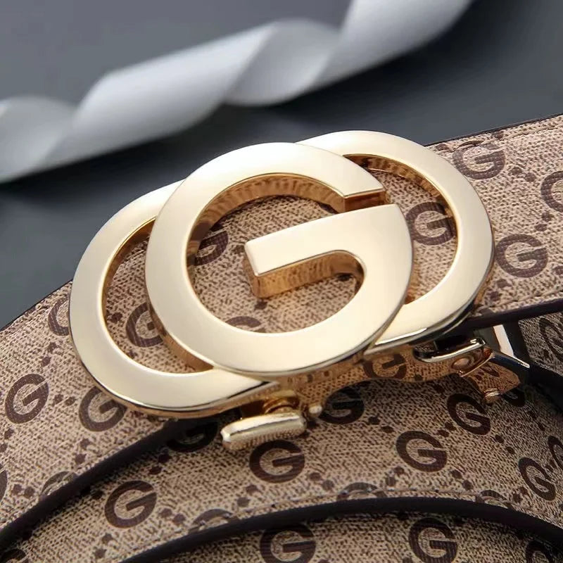 Genuine leather men's belt by Lamp Post, casual luxury fashion accessory with a sleek design and durable construction.