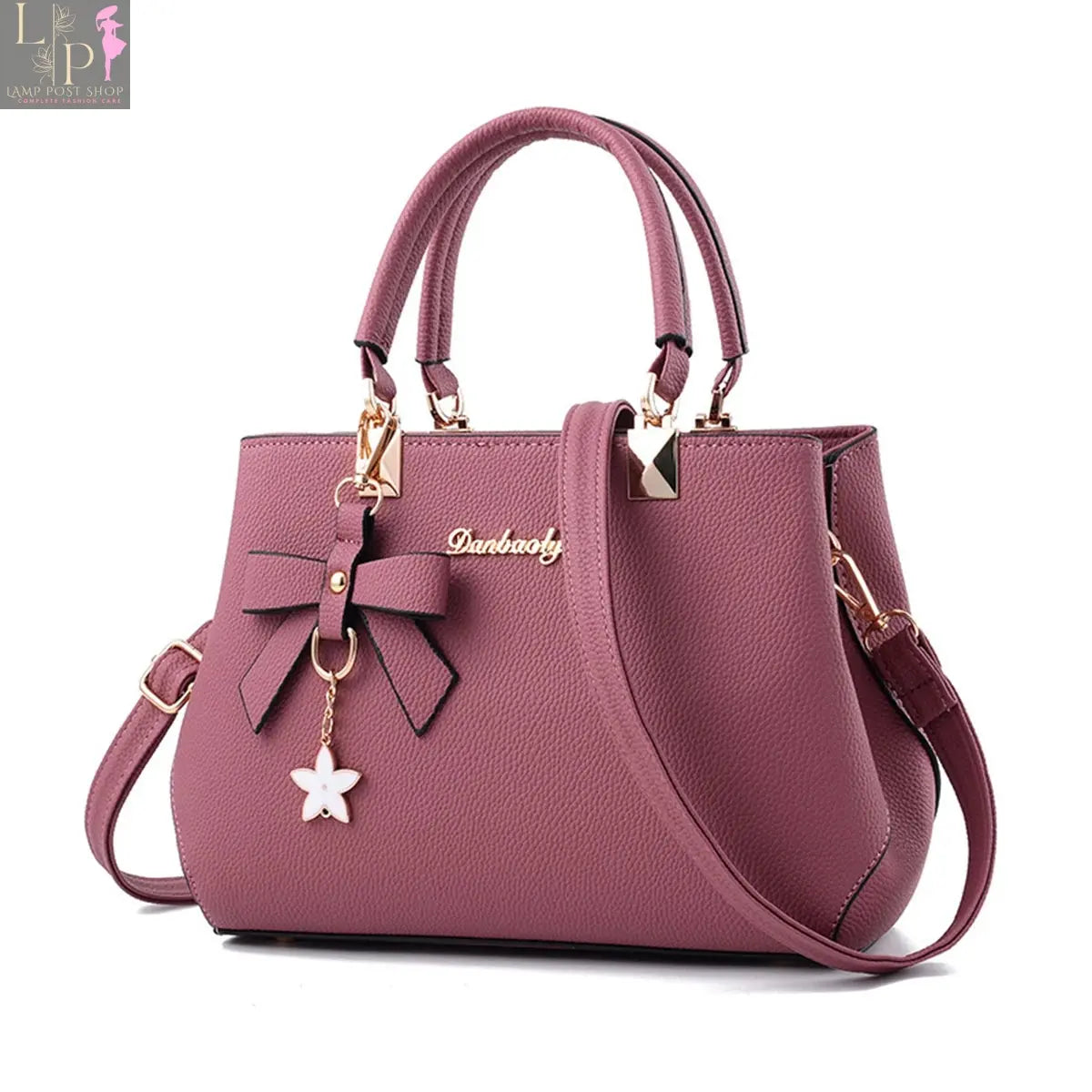Pink classic elegant women's handbag with top handle, satchel style, and crossbody wallet by My Store.