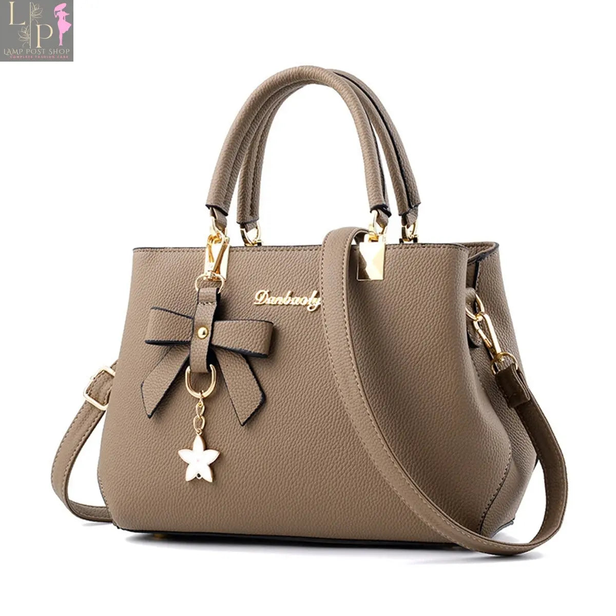 Pink classic elegant handbag for women with top handle and crossbody strap, stylish satchel bag and wallet combo.