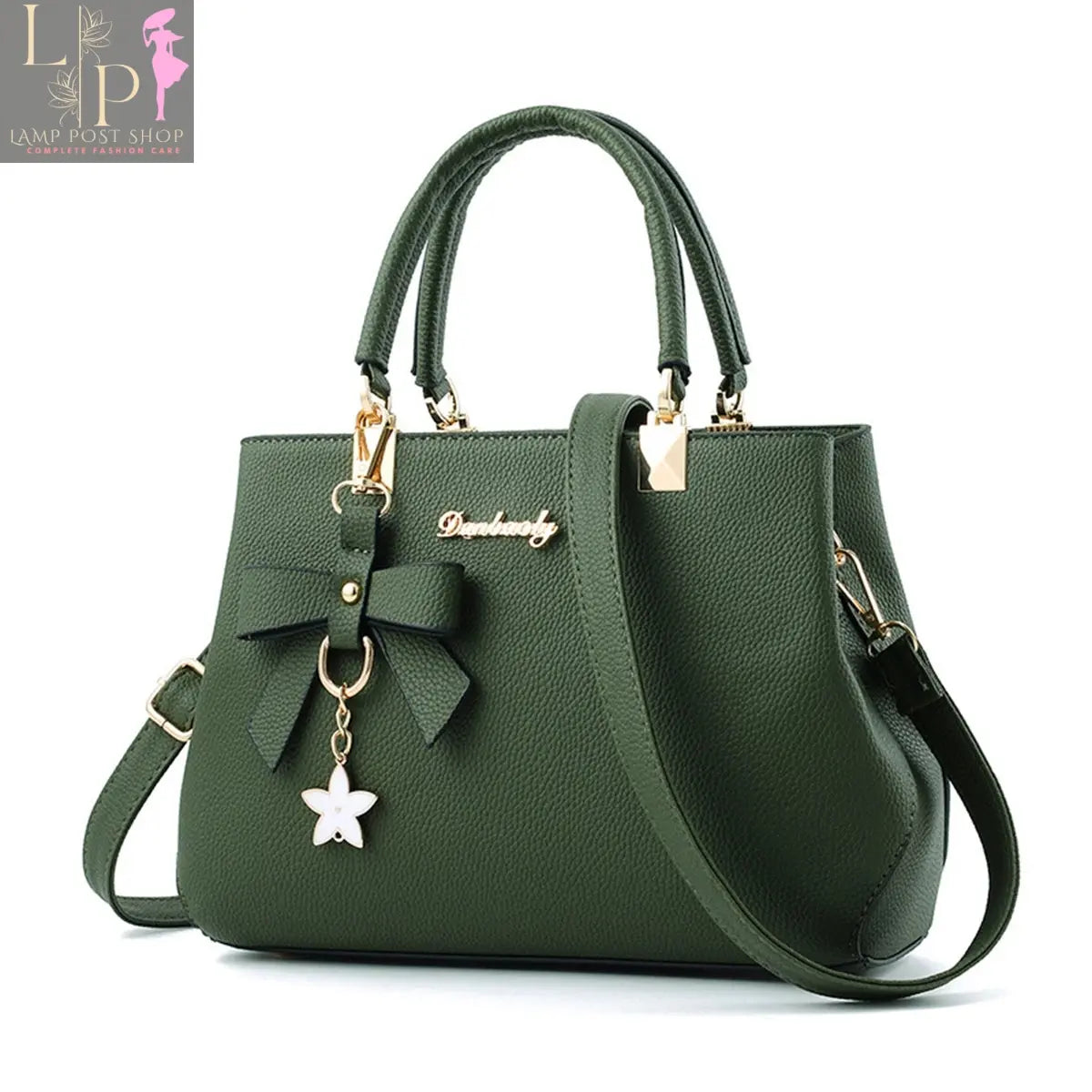 Pink classic elegant women's handbag with top handle and crossbody strap, stylish satchel bag and wallet combo.