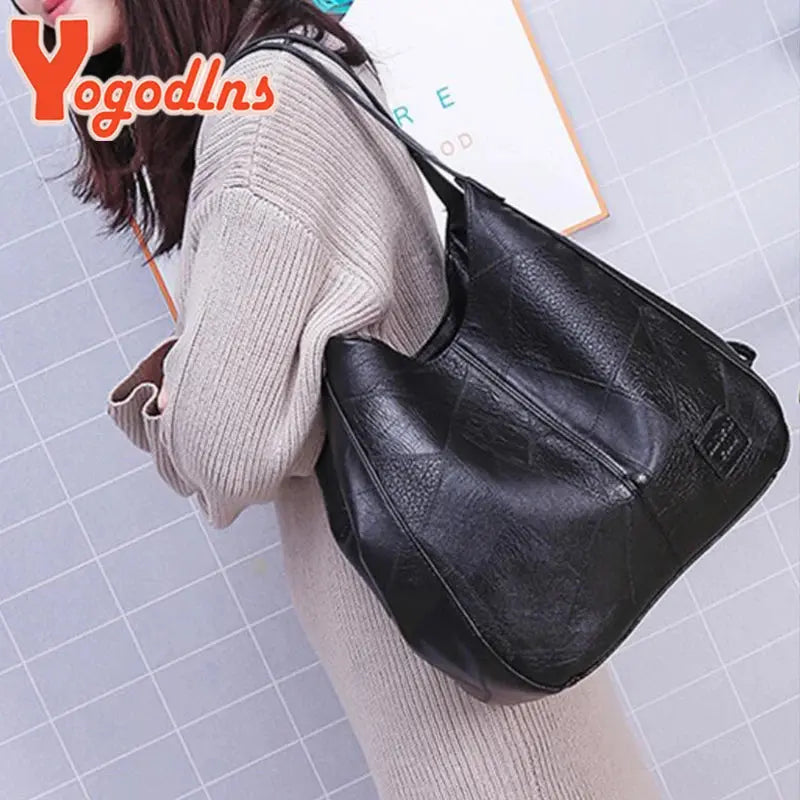 Vintage women’s leather shoulder tote bag with top handle, designer-inspired luxury handbag in coffee color, stylish and spacious.