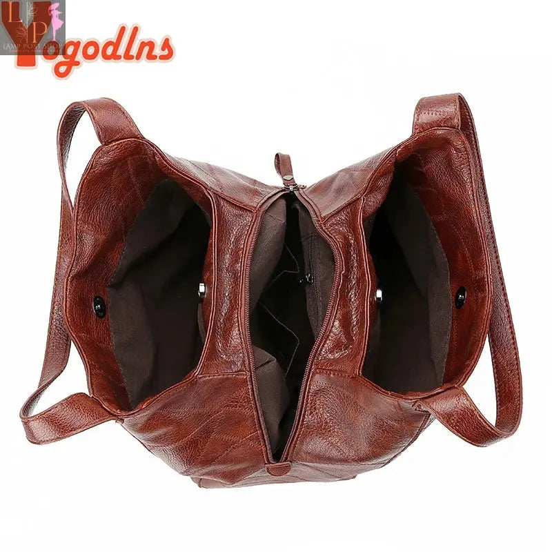 Vintage Yogodlns women's handbag with top handle, shoulder tote style, in coffee color, featuring designer luxury craftsmanship.