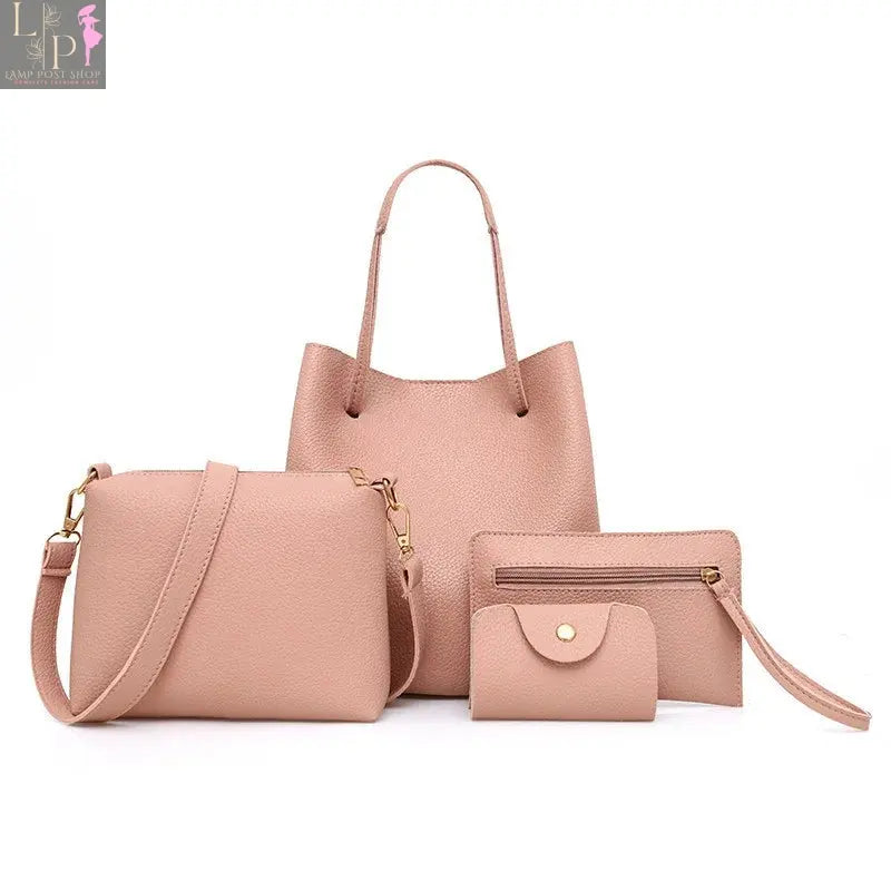 Four red women's crossbody bags in a set, featuring compact designs and adjustable straps, perfect for everyday use.