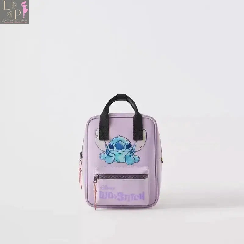 Disney 2024 cartoon plush Stitch and strawberry bear shoulder bag, soft and cute girls' handbag with plush character design.