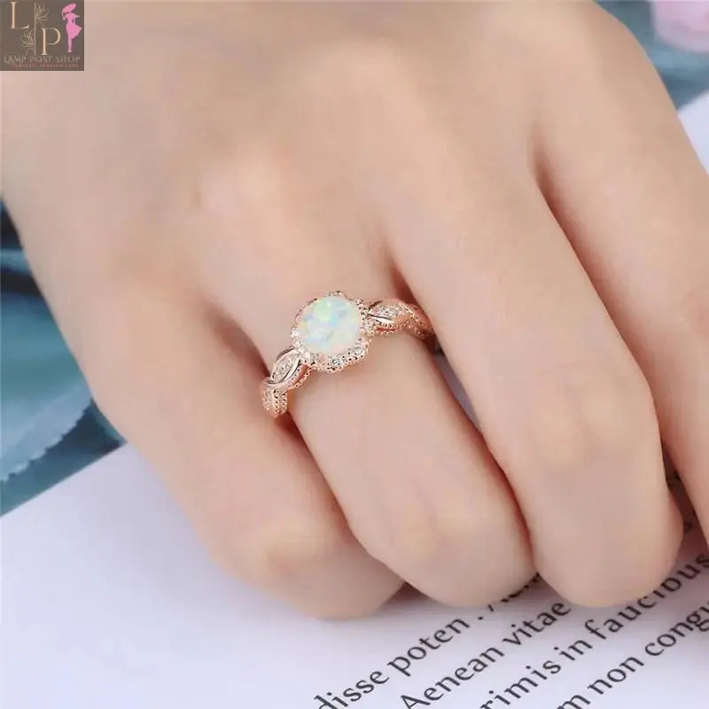 Rainbow opal jewelry ring featuring vibrant colors, perfect gift for girlfriend or wife, elegant and beautiful accessory.