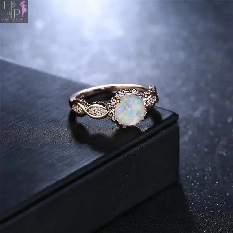 Rainbow opal jewelry ring with vibrant colors, perfect gift for girlfriend or wife, made by My Store.