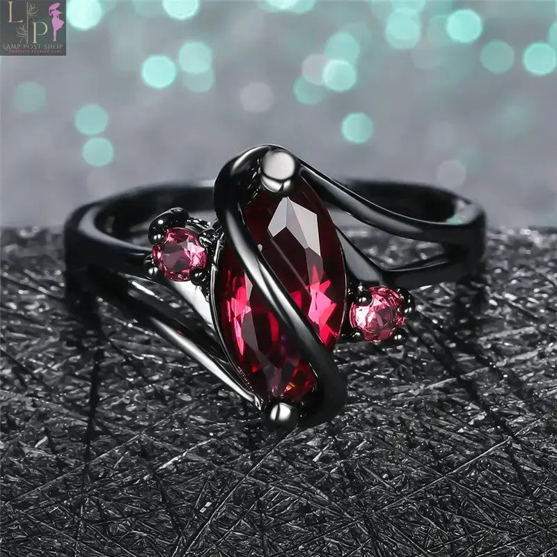 Elegant black and gold crystal ring for women featuring white crystals, perfect as a mother gift jewelry piece.