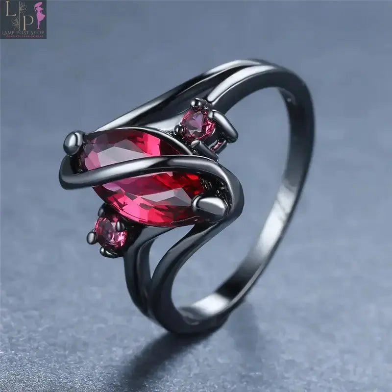 Elegant black gold crystal ring for women featuring white crystals, perfect as a mother gift jewelry piece.