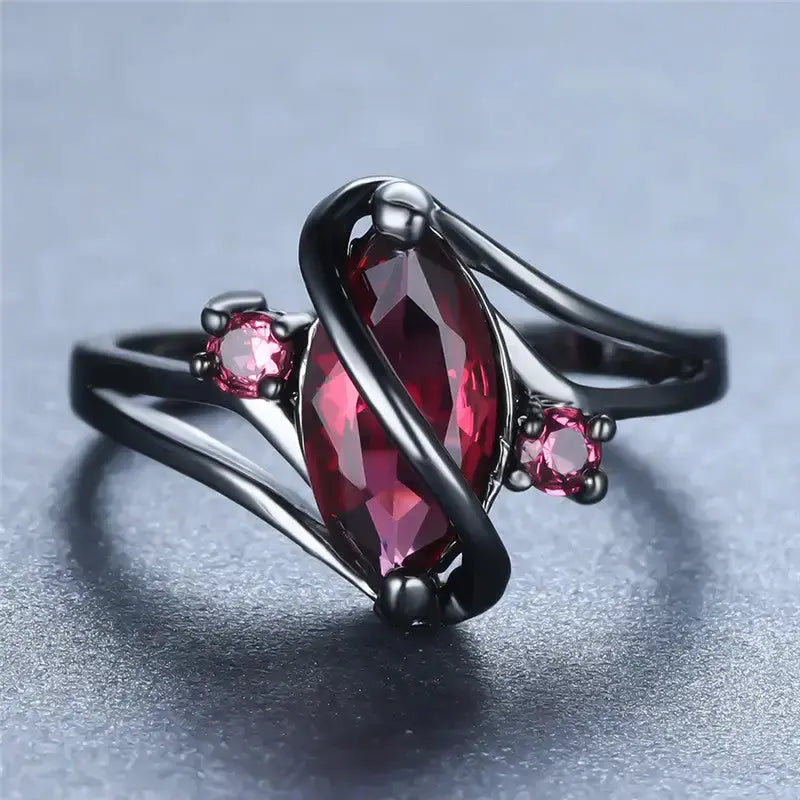 Elegant black and gold crystal ring for women with white crystal accents, ideal as a mother gift jewelry piece.