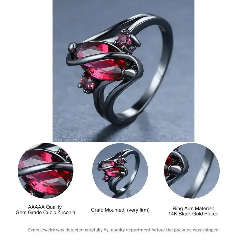 Elegant black and gold jewelry ring for women featuring white crystals, perfect as a mother gift or stylish accessory.