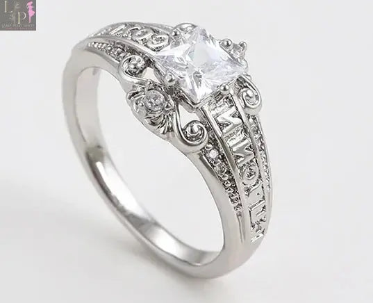 Silver Mystique CZ bridal ring for women, featuring sparkling stones, perfect as a gift for girlfriends or moms.