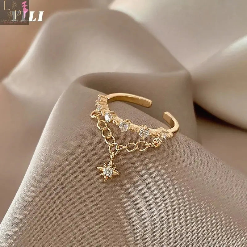 Open star pendant ring for women, featuring a delicate jewelry design with a star motif, by My Store.