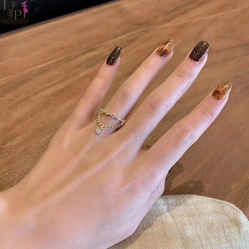 Open star pendant jewelry ring for women featuring a delicate star design, resizable band, by My Store.