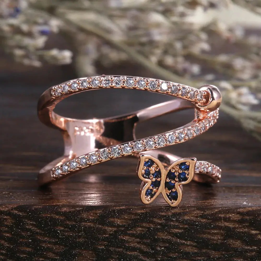 Rose gold butterfly-shaped ring from My Store with delicate butterfly details and a sleek band design.