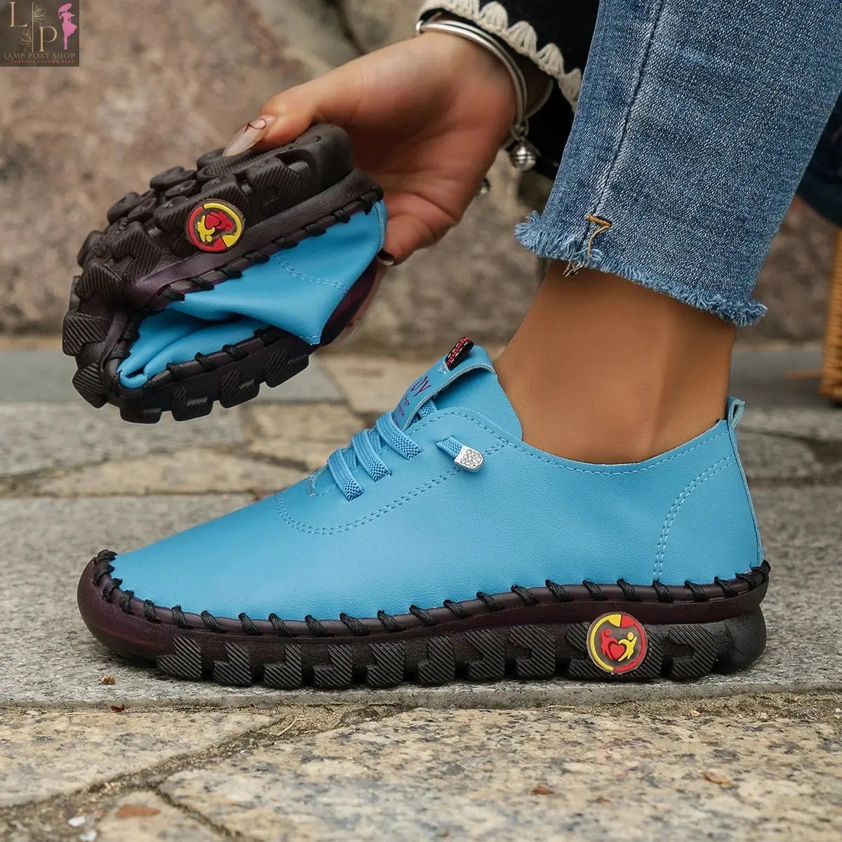 Black women’s summer leather Oxford shoes, handmade, lightweight, with soft soles, designed for comfort and large sizes.