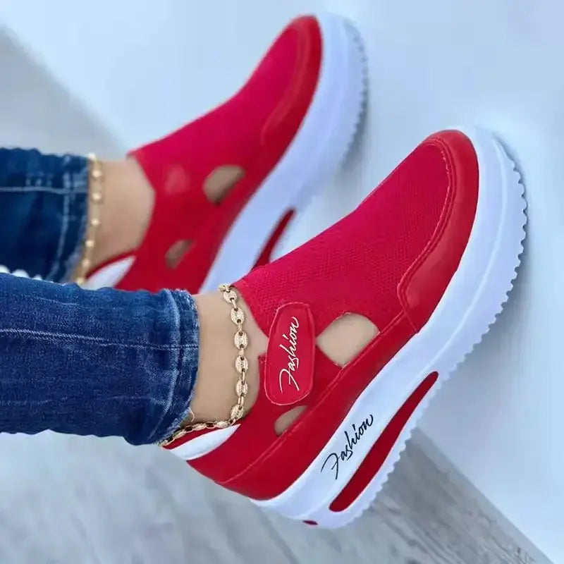 Blue women's platform sneakers with casual breathable sport design, vulcanized construction, and fashion tennis style for women.