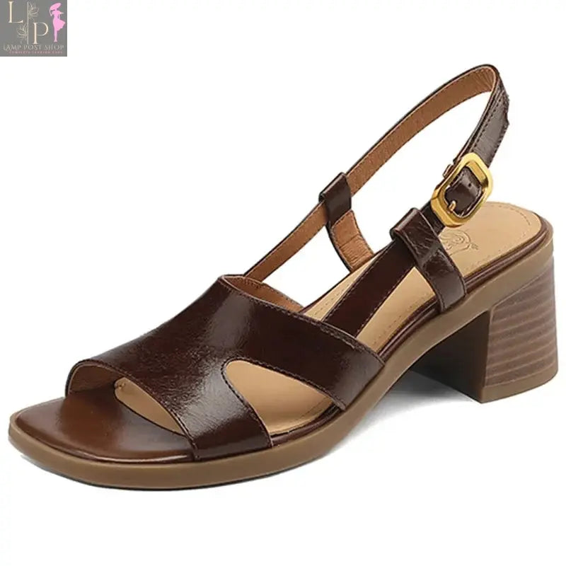 Brown women’s PU leather open toe sandals with flip style, perfect for summer beachwear and casual outings.
