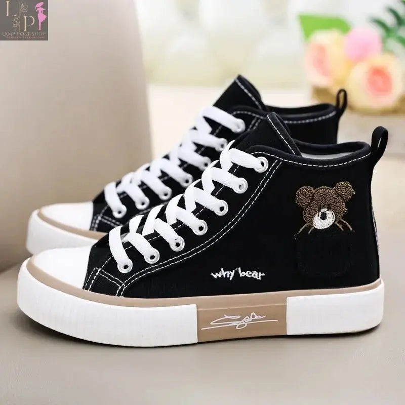 White women’s sneakers by My Store, casual high-top vulcanized shoes with flat soles, designed for comfortable everyday wear.