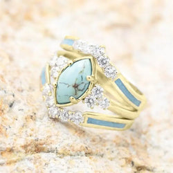 Women Green Stone Ring Set